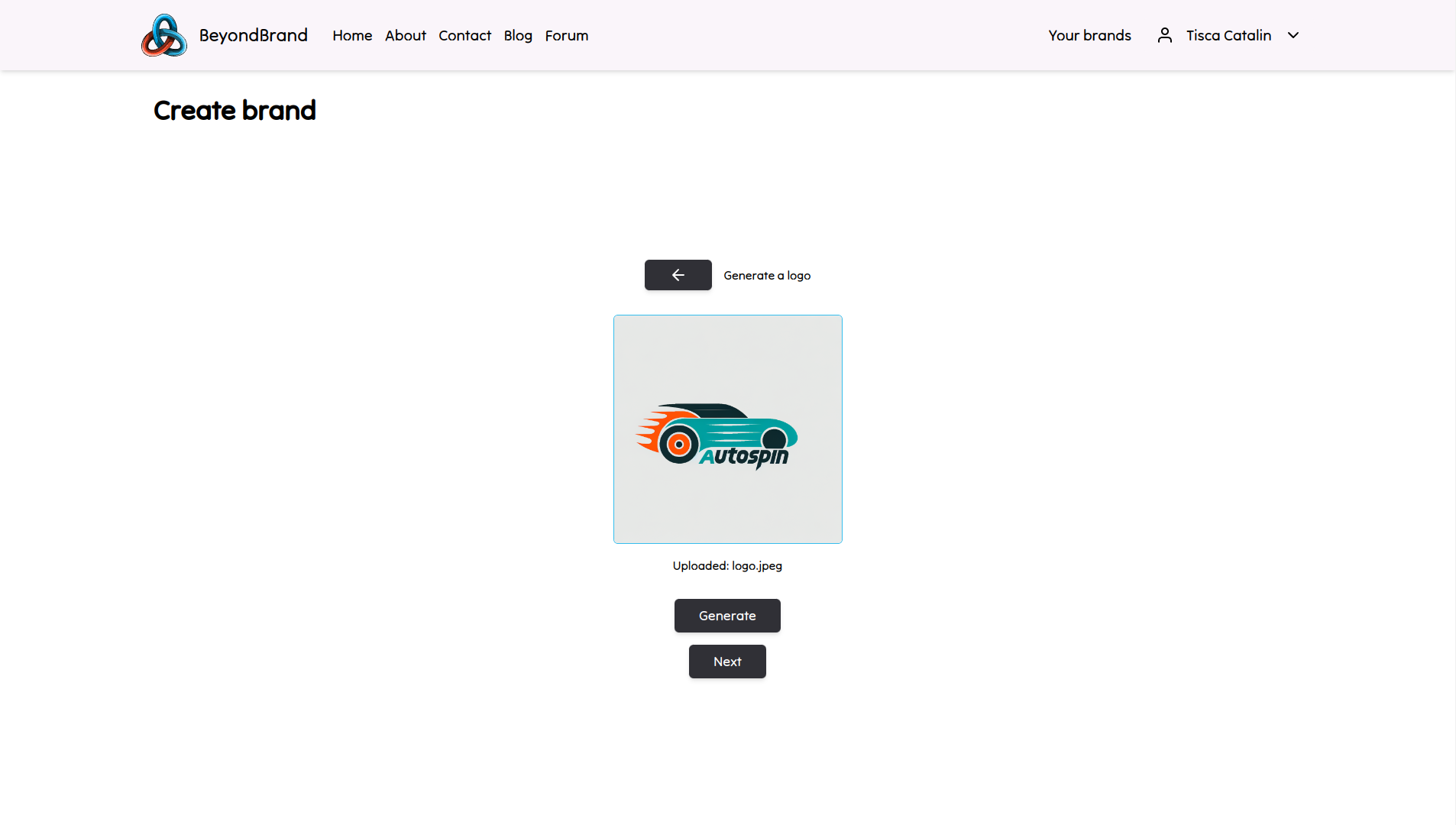 screenshot that showcases logo generation